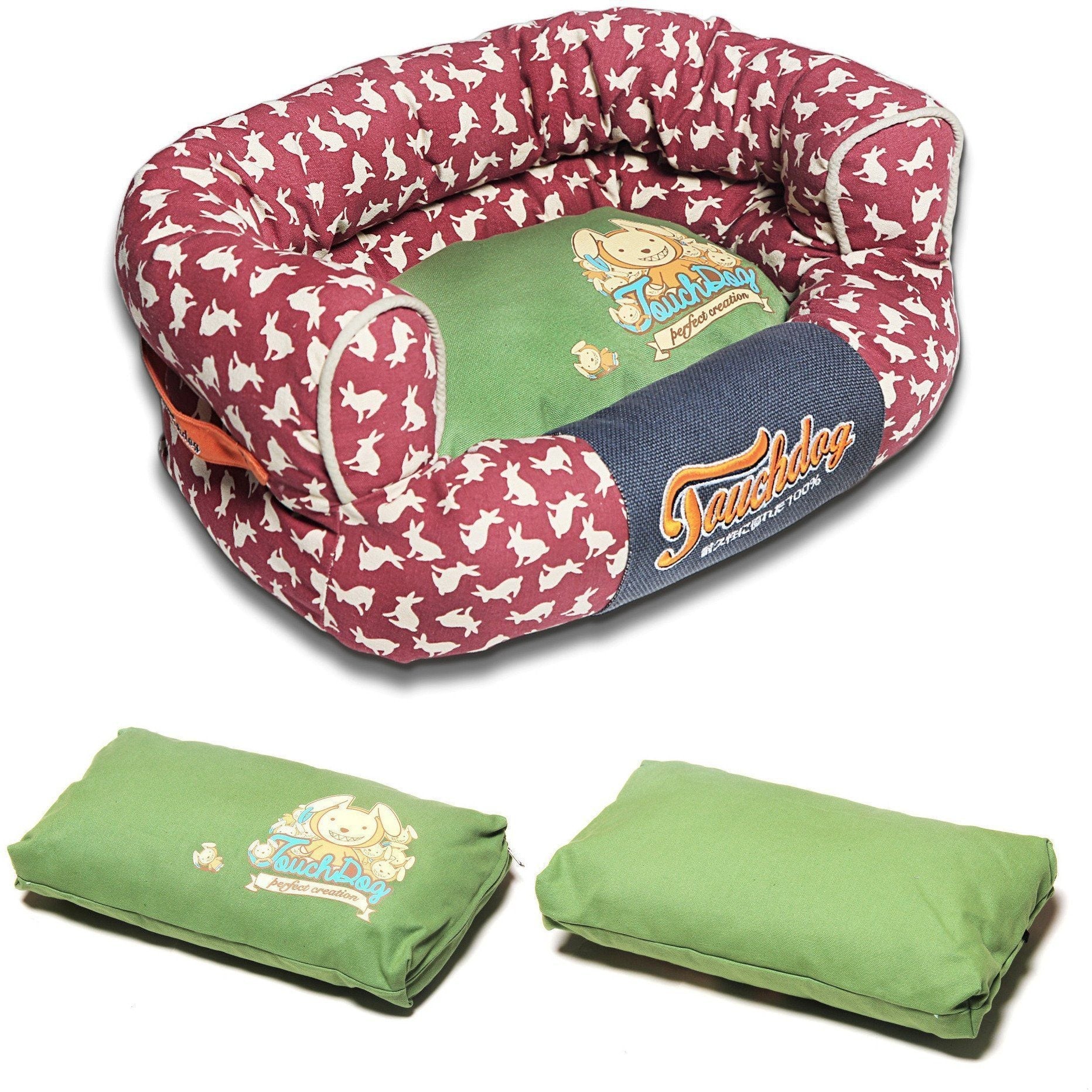 Touchdog ® 'Lazy-Bones' Rabbit-Spotted Designer Couch Dog Bed