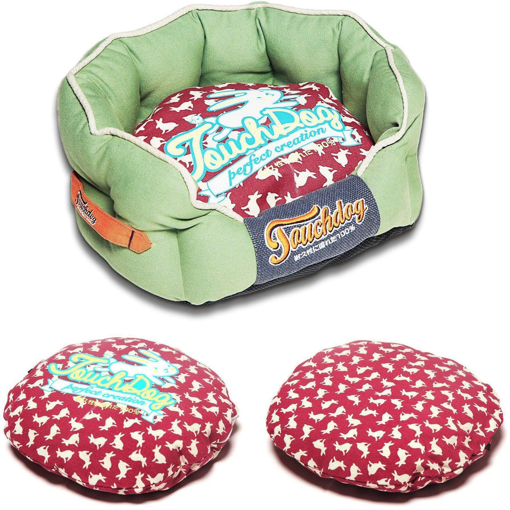 Touchdog ® 'Lazy-Bones' Rabbit-Spotted Rounded Designer Dog Bed