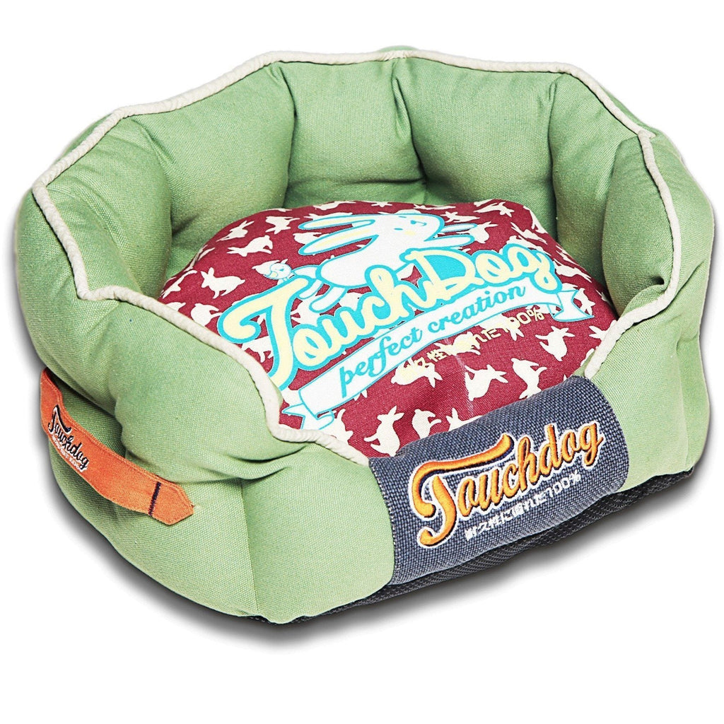 Touchdog ® 'Lazy-Bones' Rabbit-Spotted Rounded Designer Dog Bed