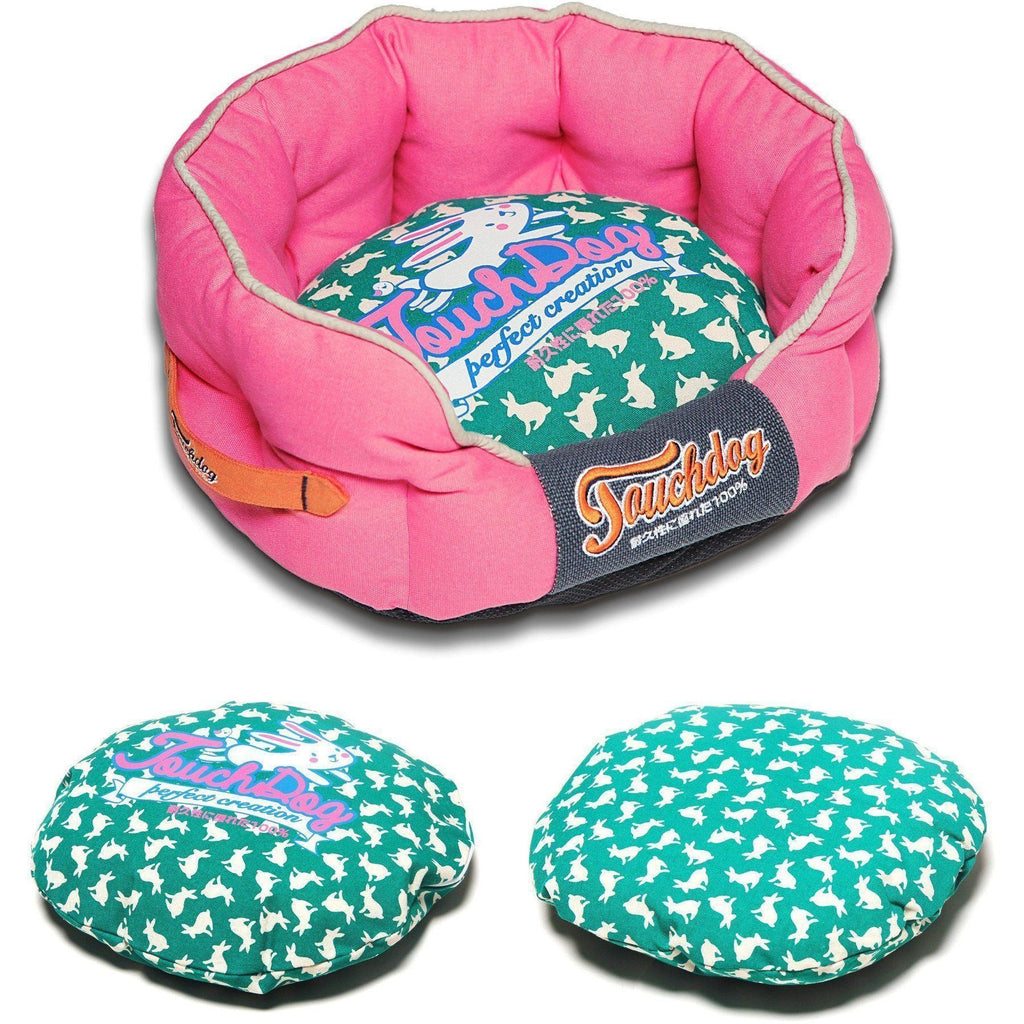 Touchdog ® 'Lazy-Bones' Rabbit-Spotted Rounded Designer Dog Bed
