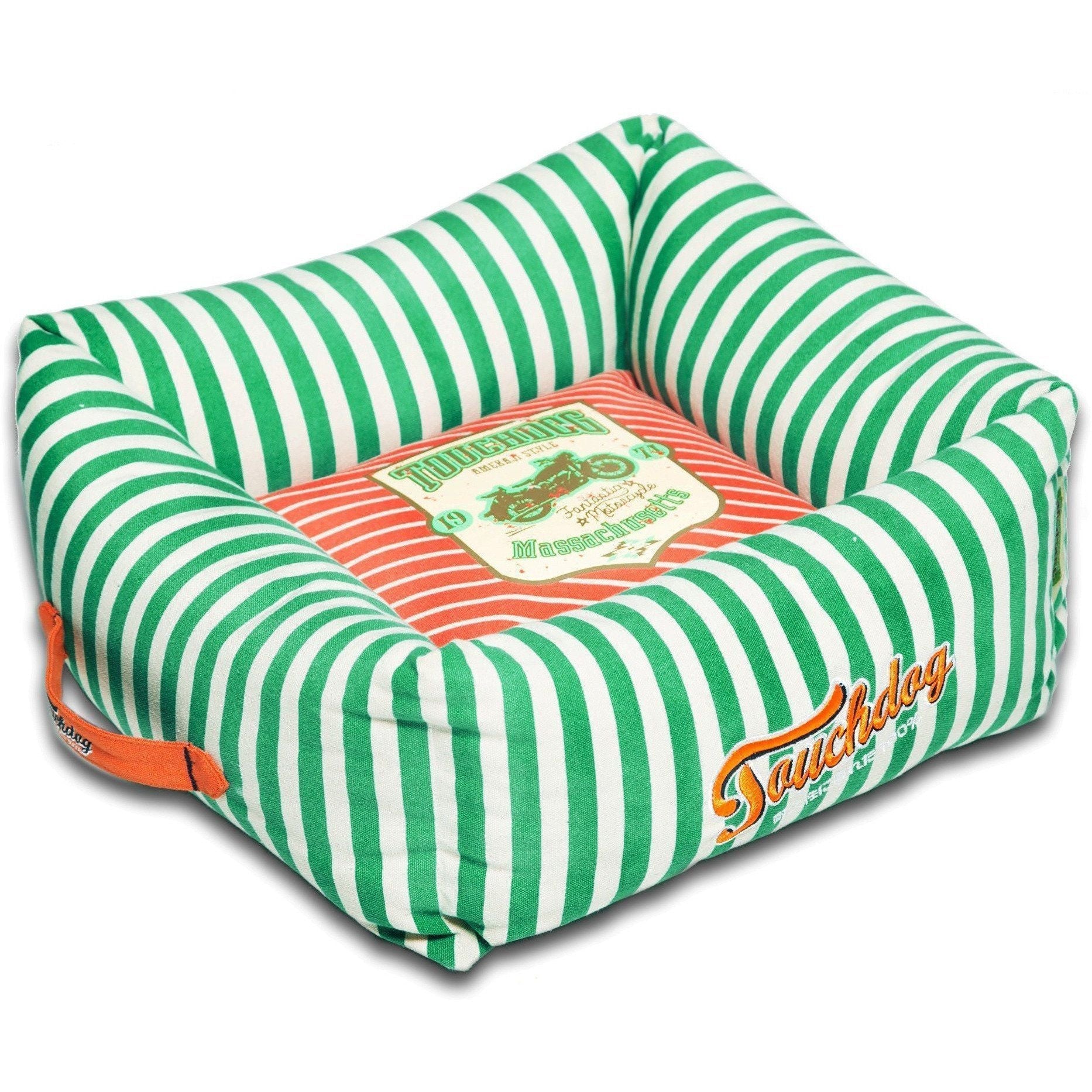 Touchdog ® 'Neutral-Striped' Squared Designer Dog Bed
