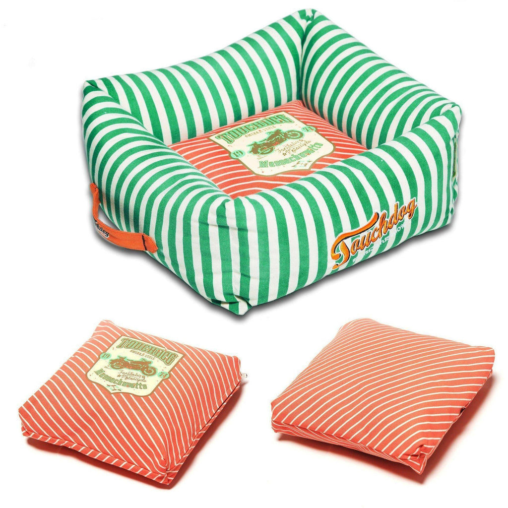 Touchdog ® 'Neutral-Striped' Squared Designer Dog Bed