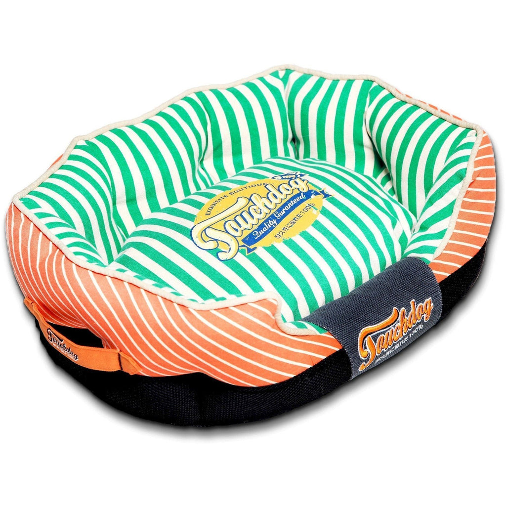 Touchdog ® 'Neutral-Striped' Rectangular Rounded Designer Dog Bed