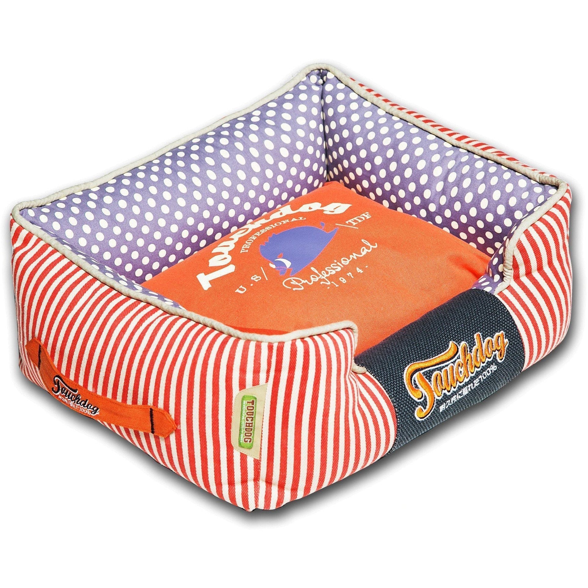 Touchdog ® 'Polka-Striped' Rectangular Designer Premium Dog Bed