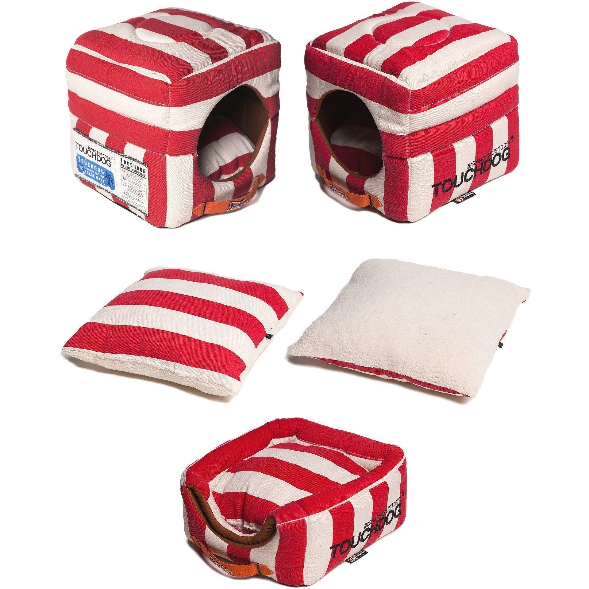 Touchdog ® 'Polo-Striped' 2-in-1 Convertible and Collapsible Dog and Cat Bed