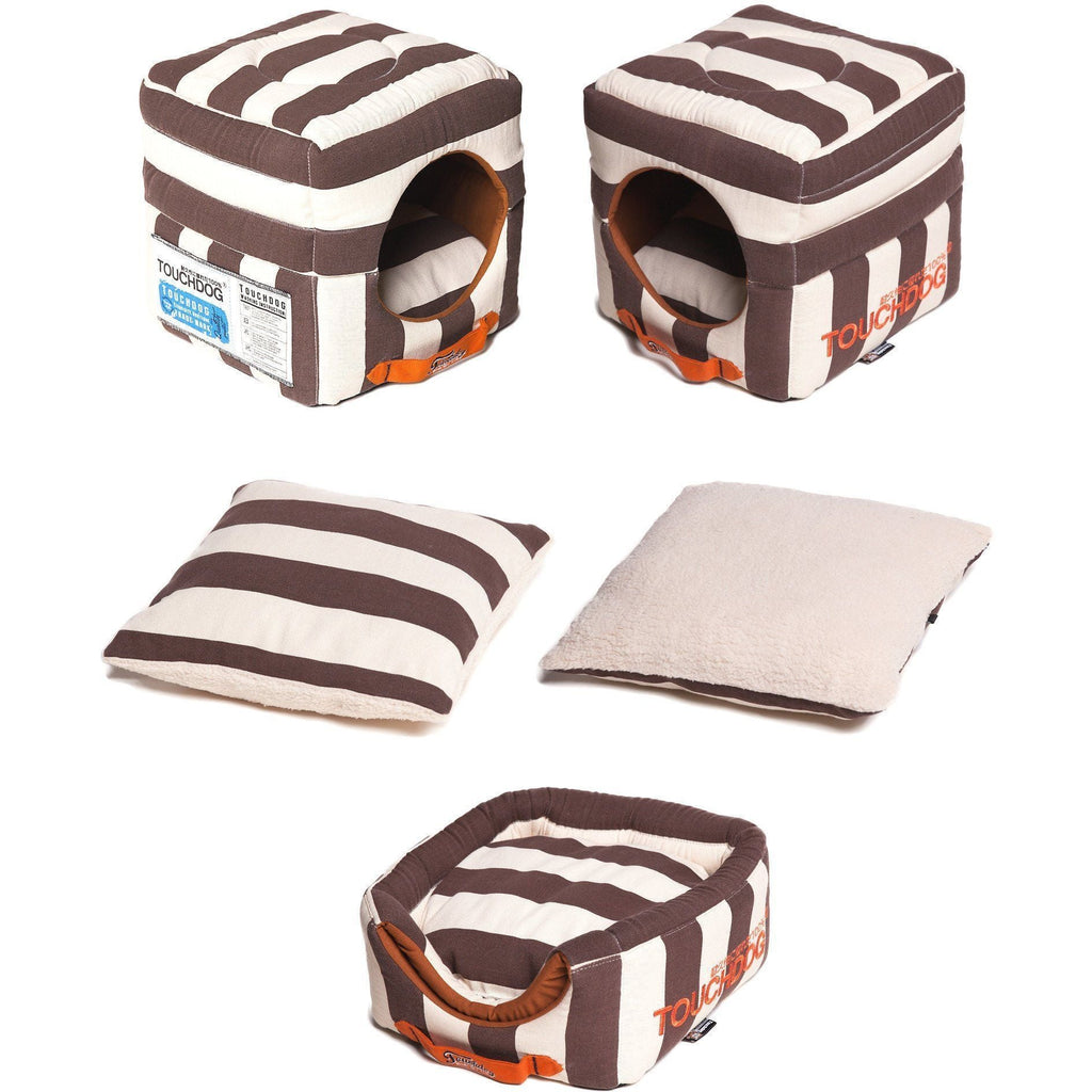 Touchdog ® 'Polo-Striped' 2-in-1 Convertible and Collapsible Dog and Cat Bed