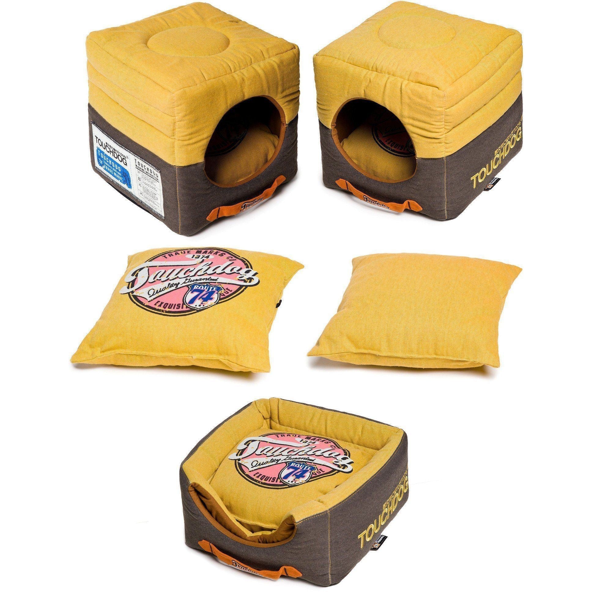 Touchdog ® 'Vintage Squared' 2-in-1 Convertible and Collapsible Dog and Cat Bed