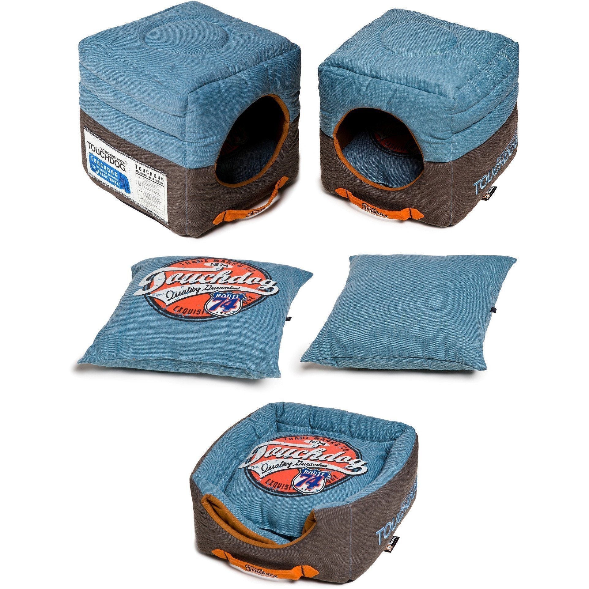 Touchdog ® 'Vintage Squared' 2-in-1 Convertible and Collapsible Dog and Cat Bed